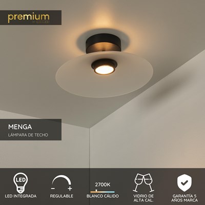 Lucide MENGA - Lámpara de techo - Ø 40 cm - LED Regul. - 1x11W 2700K - Ópalo | Premium